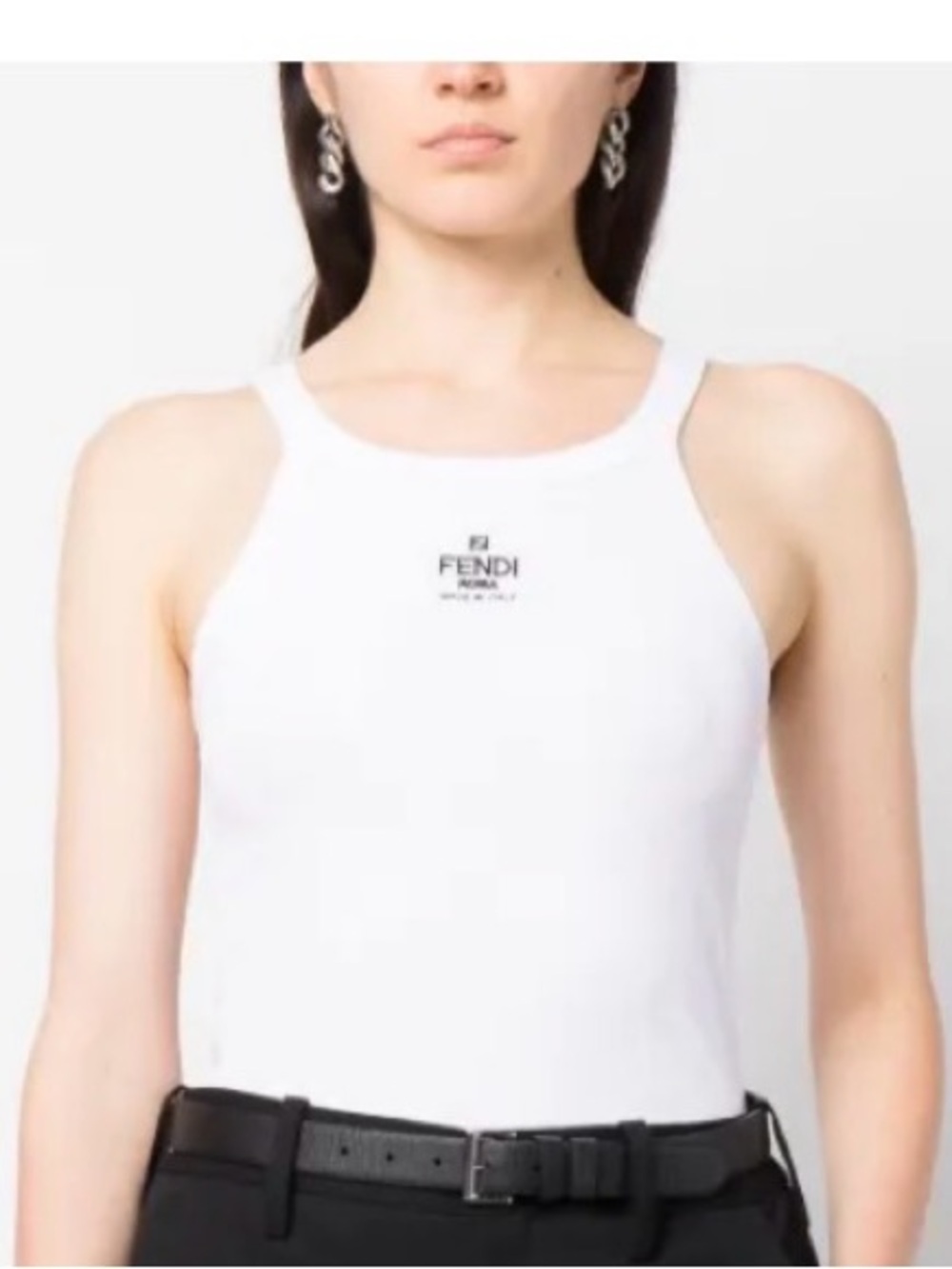 FENDI logo-embroidered vest top size small